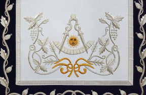 Past Master Blue Lodge Apron - Silver & Gold Hand Embroidery - Bricks Masons