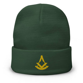 Past Master Blue Lodge Beanie - Golden Embroidery - Bricks Masons