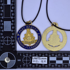 Past Master Blue Lodge Necklace - Blue & Gold Wisdom & Leadership Pendant - Bricks Masons