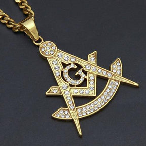 Past Master Blue Lodge Necklace - Quadrant Zirconia Rhinestone - Bricks Masons