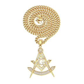 Past Master Blue Lodge Necklace - Quadrant Zirconia Rhinestone - Bricks Masons
