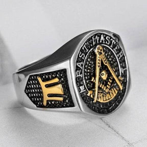 Past Master Blue Lodge Ring - Titanium Steel - Bricks Masons
