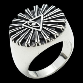 Masonic Ring with Eye in Silver, Masonry Art. 74 - Bricks Masons