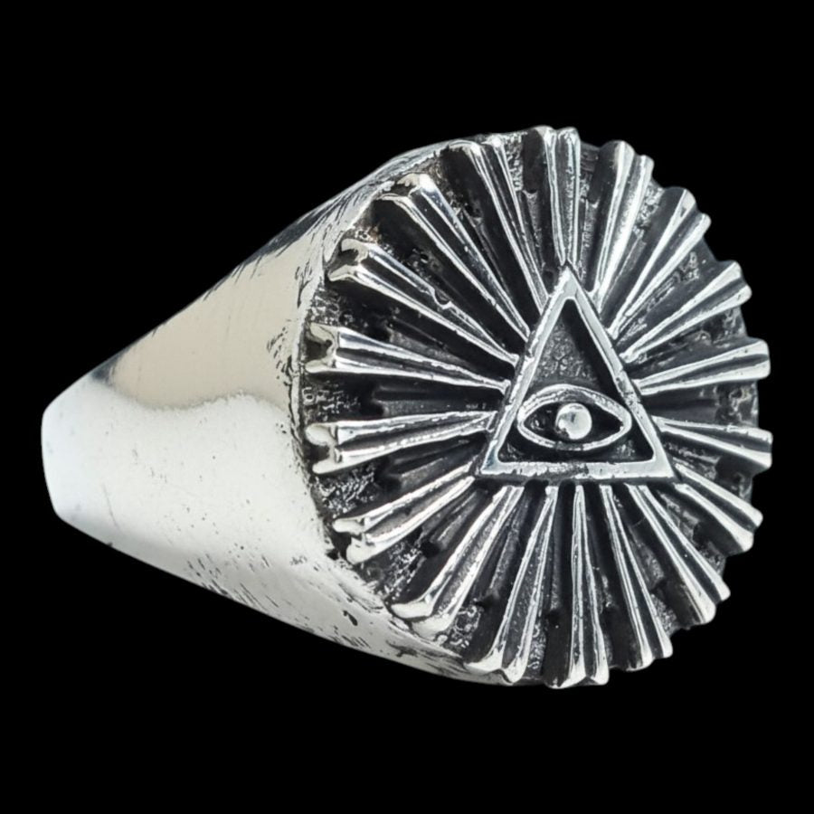 Masonic Ring with Eye in Silver, Masonry Art. 74 - Bricks Masons