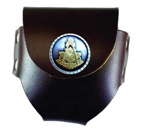 Past Master Blue Lodge Snuff Can Holder - Genuine Leather with Snap Closure - Bricks Masons
