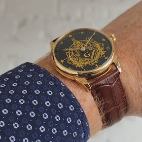 Reloj de pulsera Master Mason Blue Lodge - Esfera esqueletizada plateada con detalles intrincados
