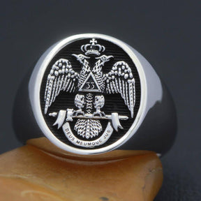 33rd Degree Scottish Rite Ring - Black Oval 925 sterling silver