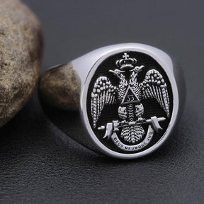 33rd Degree Scottish Rite Ring - Black Oval 925 sterling silver