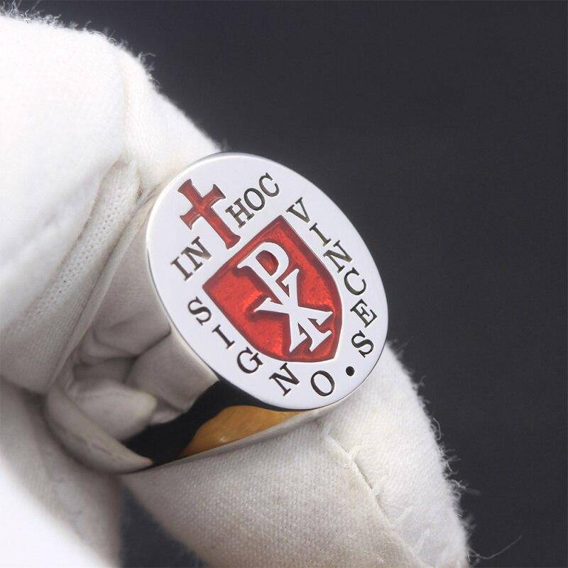 Red Cross of Constantine Ring - 925 Sterling Silver