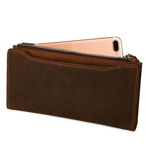 Royal Arch Chapter Wallet - Genuine Leather & Credit Card Holder Zipper Brown