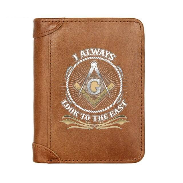 Master Mason Blue Lodge Wallet - Genuine Leather I Always Look to East