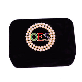 OES Brooch - Zinc Alloy With Pearls & Crystals