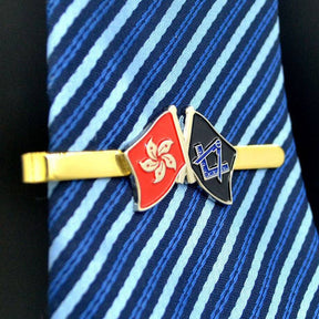 Master Mason Blue Lodge Tie Bar - Square and Compass G Hong Kong SAR Flag