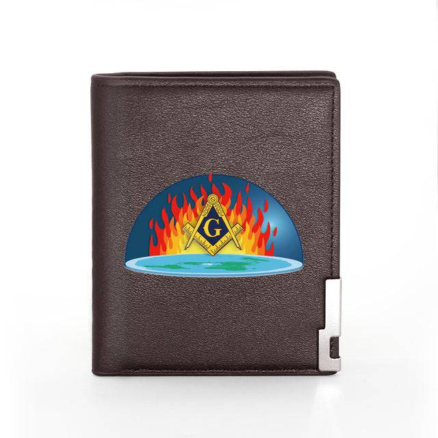 Master Mason Blue Lodge Wallet - Freemasonry The Earth Is Flat Black & Brown