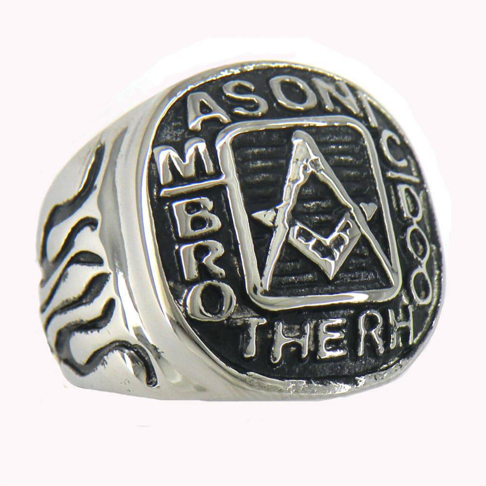 Master Mason Blue Lodge Ring - Square and Compass Stainless Steel Brotherhood