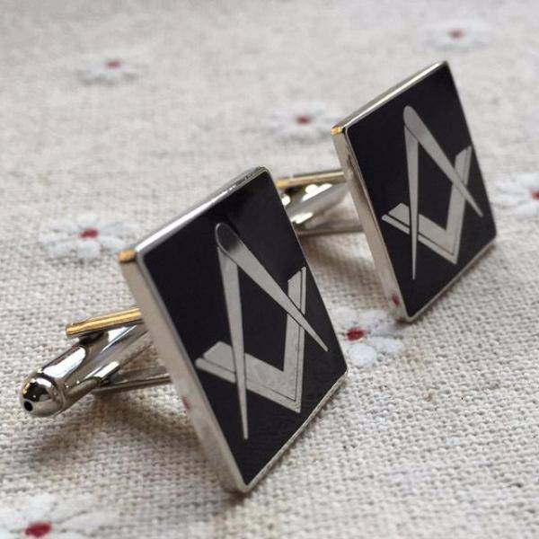 Master Mason Blue Lodge Cufflink - Silver & Black