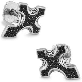 Knights Templar Commandery Cufflink - Electroplated Black Rhinestones Filled Cross