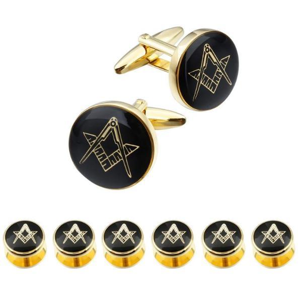 Master Mason Blue Lodge Tuxedo Stud - Black Enamel 6 Studs Set