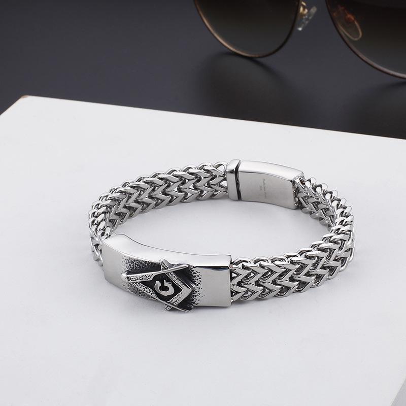 Master Mason Blue Lodge Bracelet - Interlaced Stainless Steel