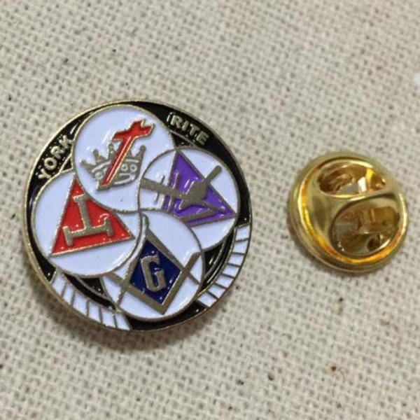 Blue Lodge / Royal Arch / Council /  Knights Templar Commandery Lapel Pin - Round