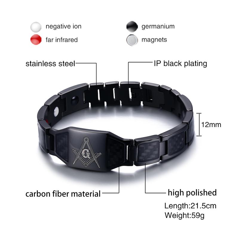 Master Mason Blue Lodge Bracelet - Black Magnetic Stainless Steel