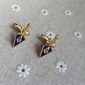 Master Mason Blue Lodge Cufflink - Blue & Gold Trowel