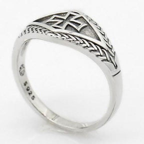 Knights Templar Commandery Ring - Sterling Silver Vintage Medieval Motif Cross