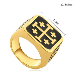 Knights Templar Commandery Ring - Jerusalem Cross Gold