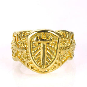 Knights Templar Commandery Ring - Sword Cross Shield Gold