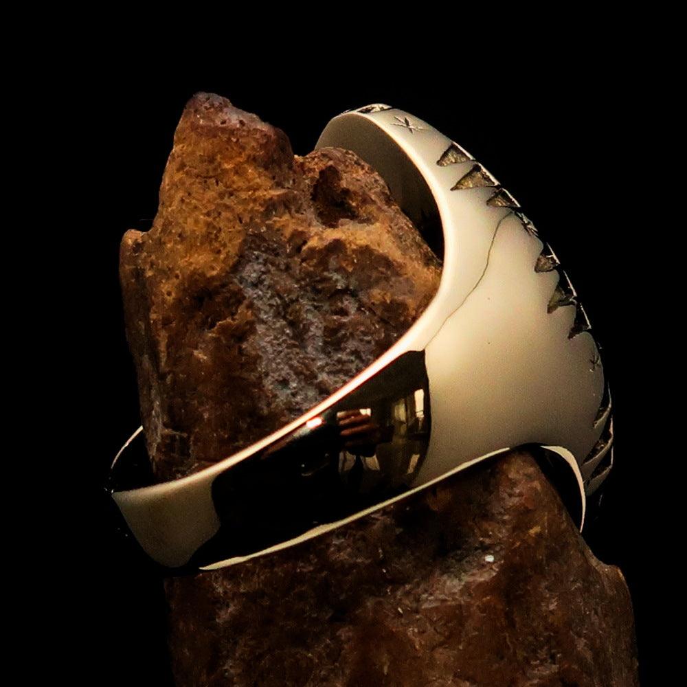 Red Cross Of Constantine Ring - Gold & Blue Chi Rho Christogram Brass - Bricks Masons