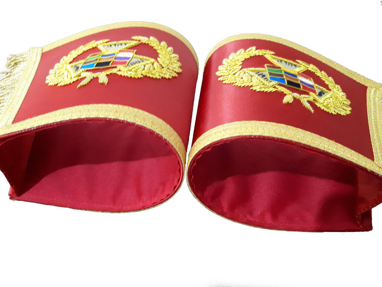 Past High Priest Royal Arch Chapter Cuff - Red Royal Arch Hand Bullion Embroidery