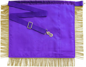 Past Illustrious Master Council Apron - Purple Hand Embroidery & Fringe Tassels