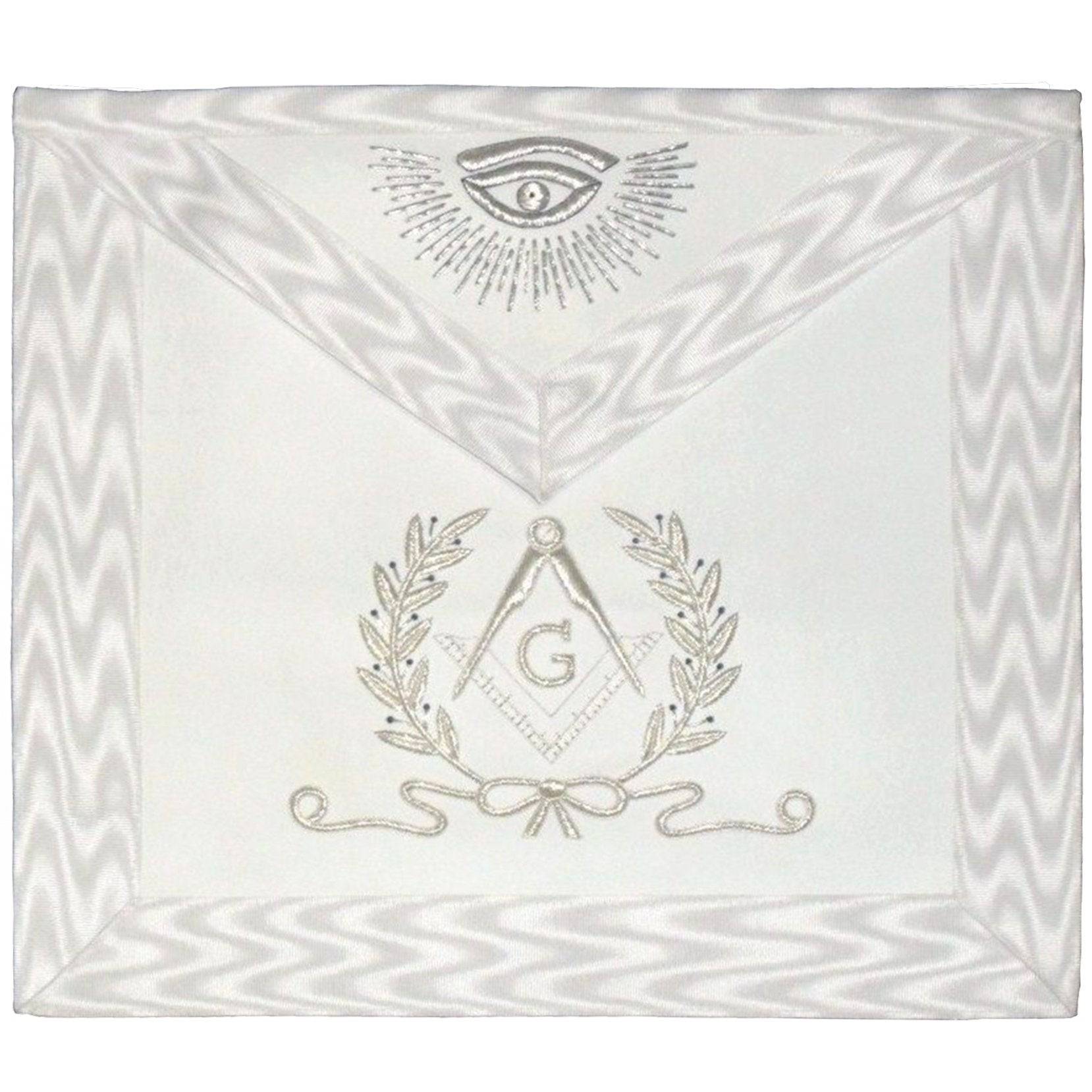 Master Mason Blue Lodge Apron - White Hand Embroidered