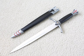 Knights Templar Sword - Silver Medieval Red Cross Crusader With Black Scabbard (15.4")