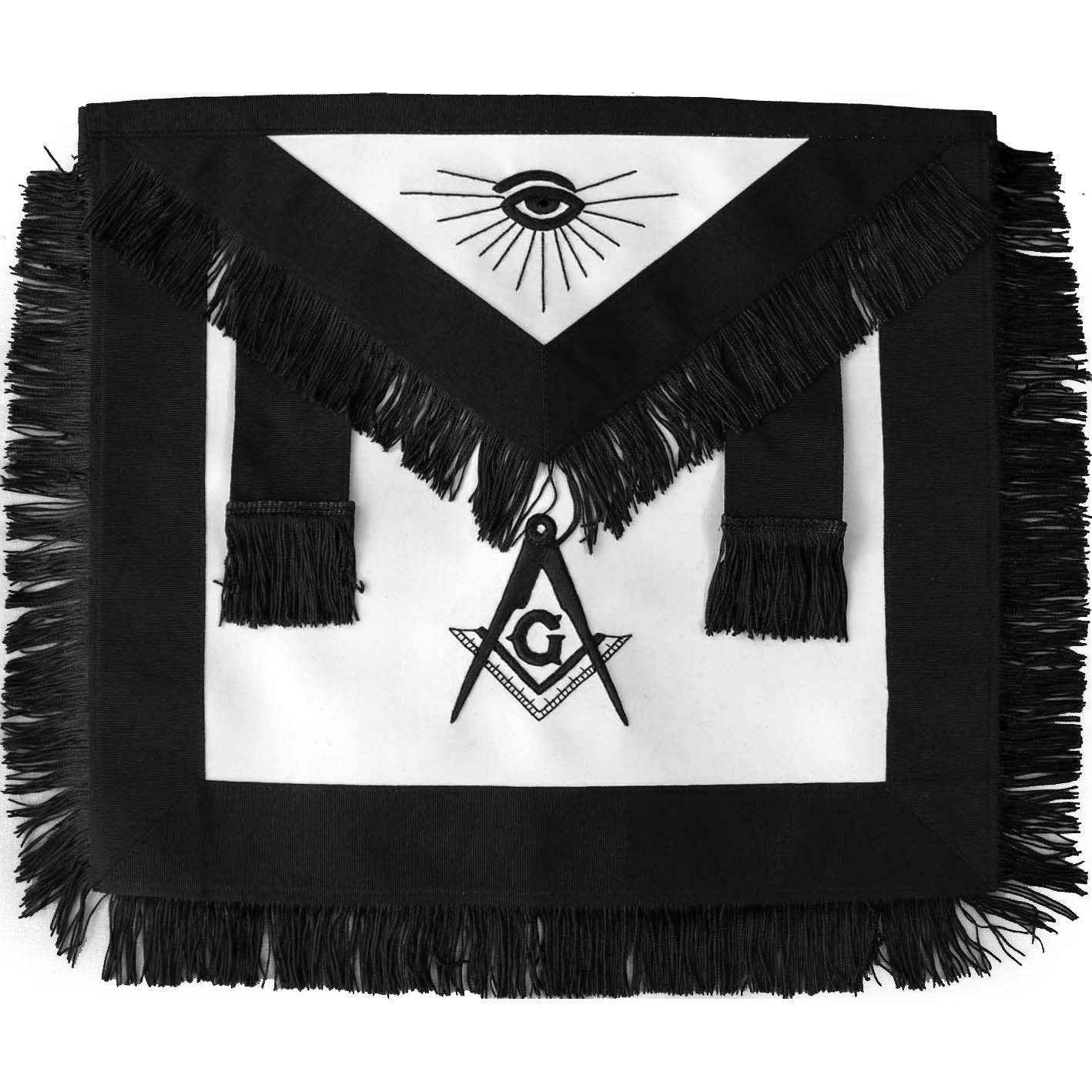 Master Mason Blue Lodge Funeral Apron - Square & Compass G Hand Embroidery