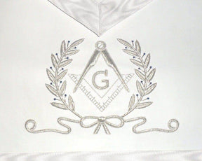 Master Mason Blue Lodge Apron - White Hand Embroidered