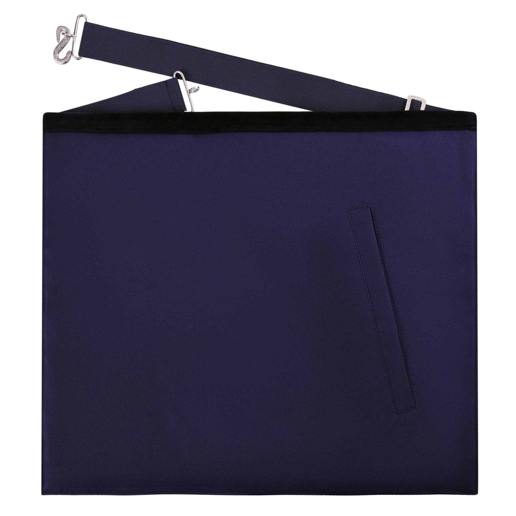 Secretary Blue Lodge Officer Apron - Kenton Lodge Navy Velvet With Silver Embroidery Thread - Bricks Masons
