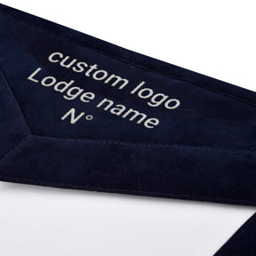 Senior Steward Blue Lodge Officer Apron - Navy Velvet With Silver Embroidery Thread - Bricks Masons