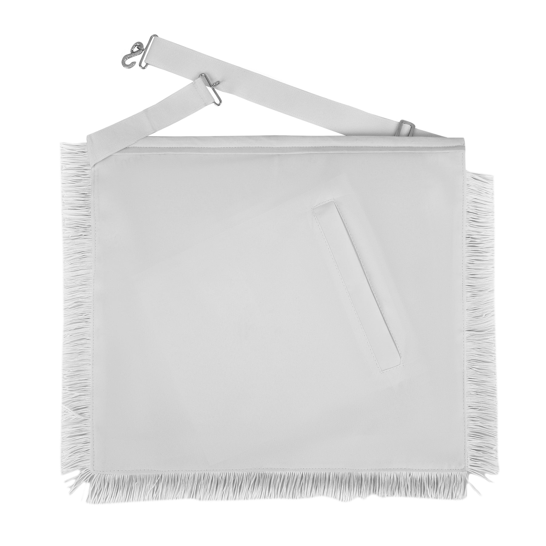 Senior Warden Blue Lodge Officer Apron - Hand Embroidery With White Fringe & Side Tabs - Bricks Masons