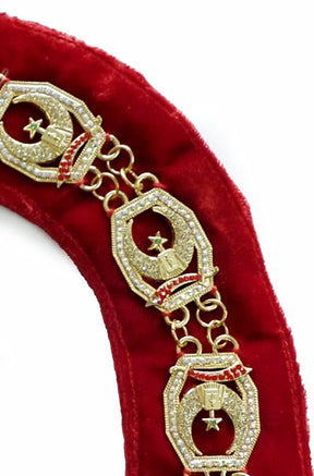 Shriners Chain Collar - Gold Plated with Rhinestones - Bricks Masons