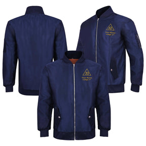 32nd Degree Scottish Rite Jacket -  Nylon Blue Color With Gold Embroidery - Bricks Masons