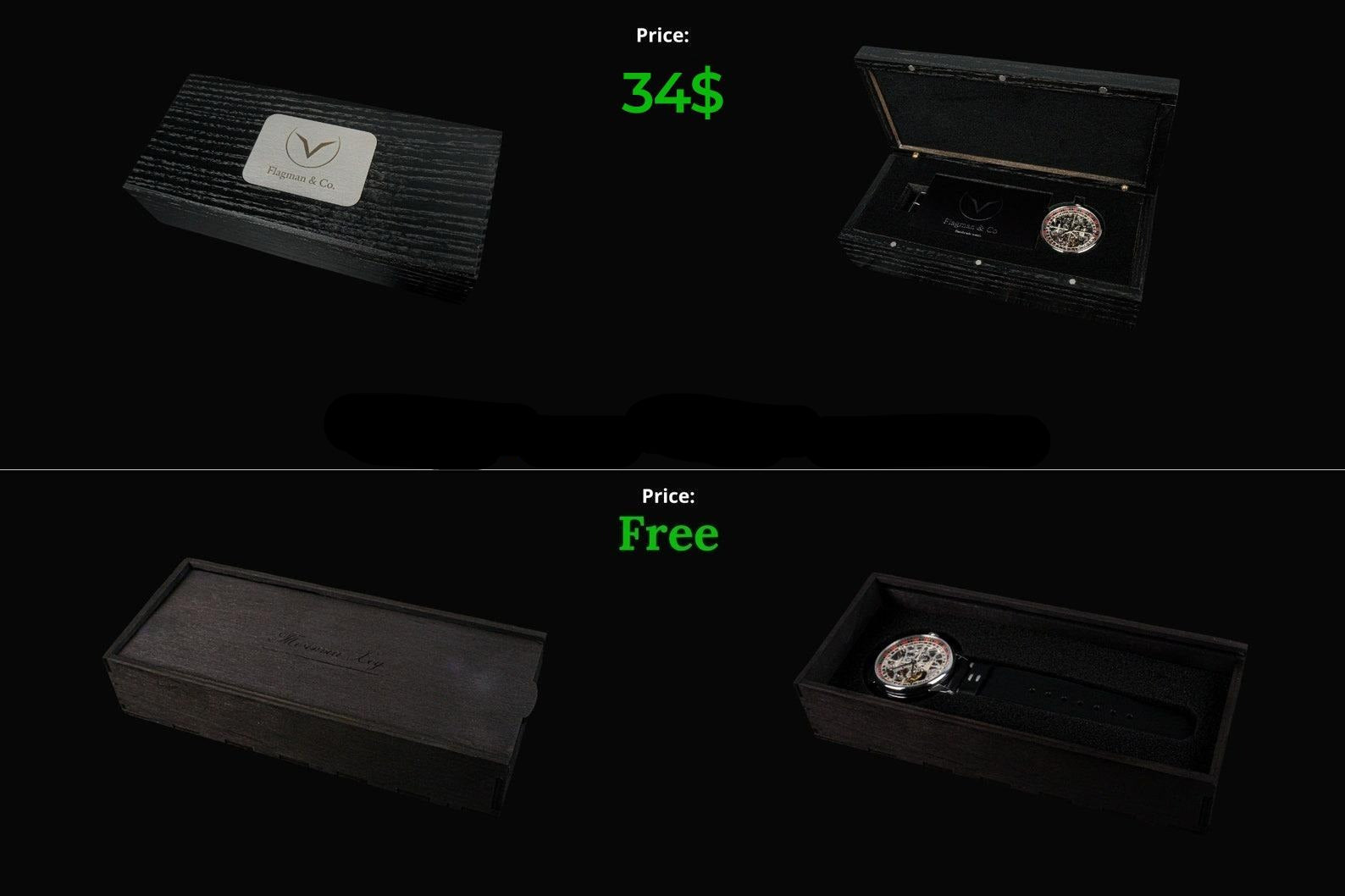 Master Mason Blue Lodge Wristwatch - Gold & Silver Masonic Symbols Skeleton - Bricks Masons