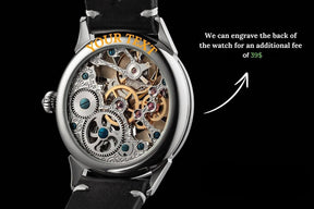 Master Mason Blue Lodge Wristwatch - Silver Skeleton & Green Leather Strap - Bricks Masons