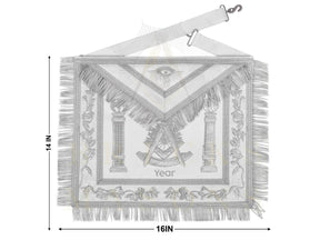 Past Master Blue Lodge Apron - Bullion With Wreath & Pillars