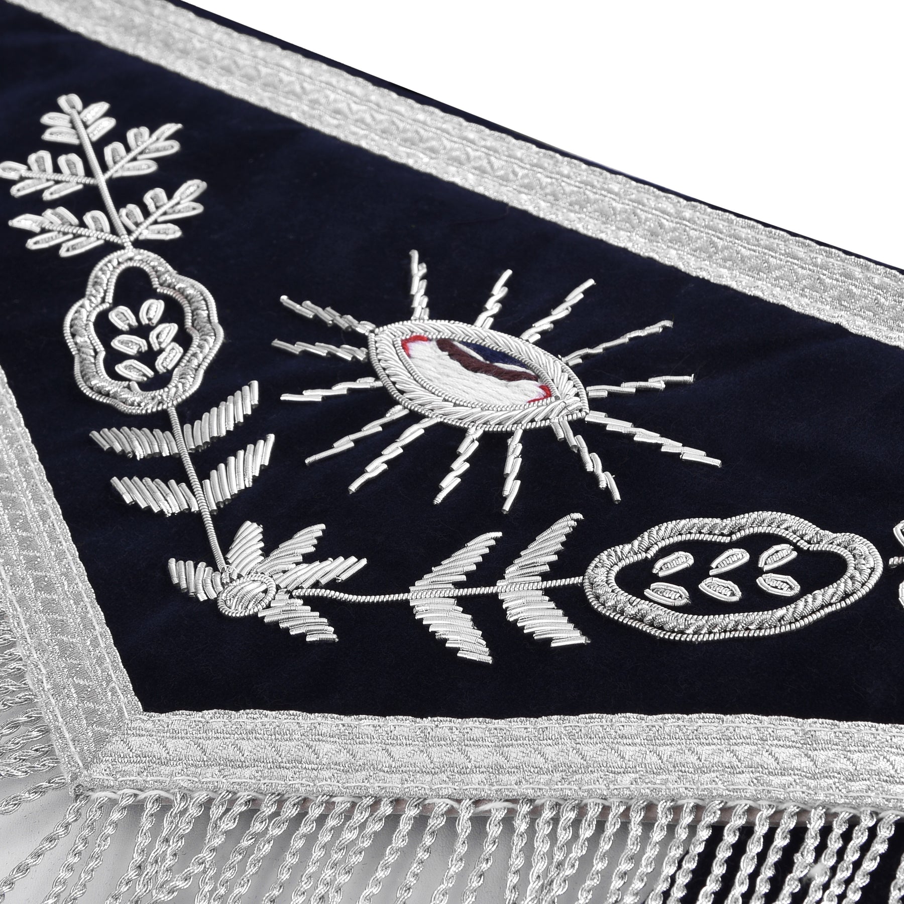 Tyler Blue Lodge Officer Apron - Blue With Silver Fringe - Bricks Masons