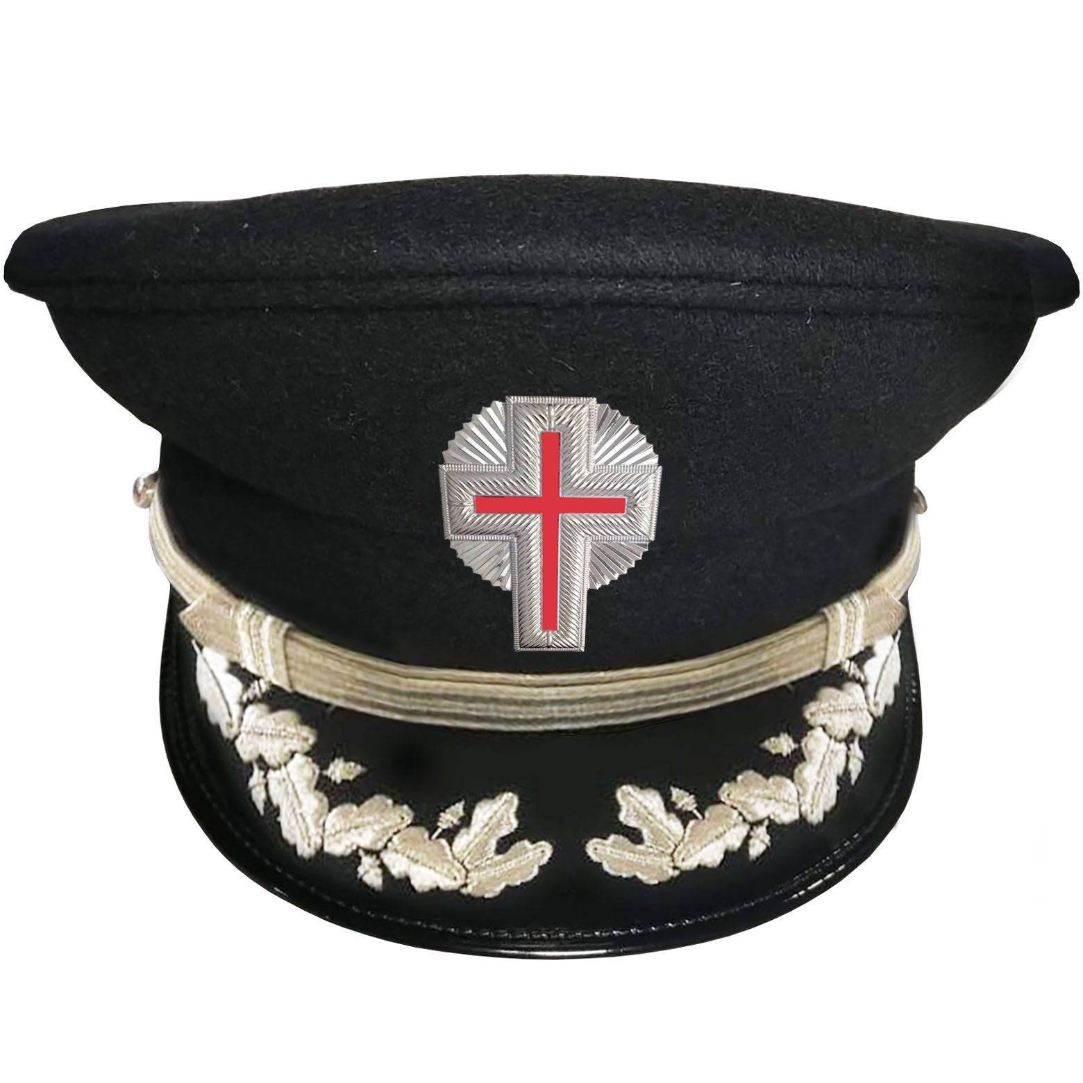 Sir Knight Knights Templar Commandery Fatigue Cap - Silver Vinework