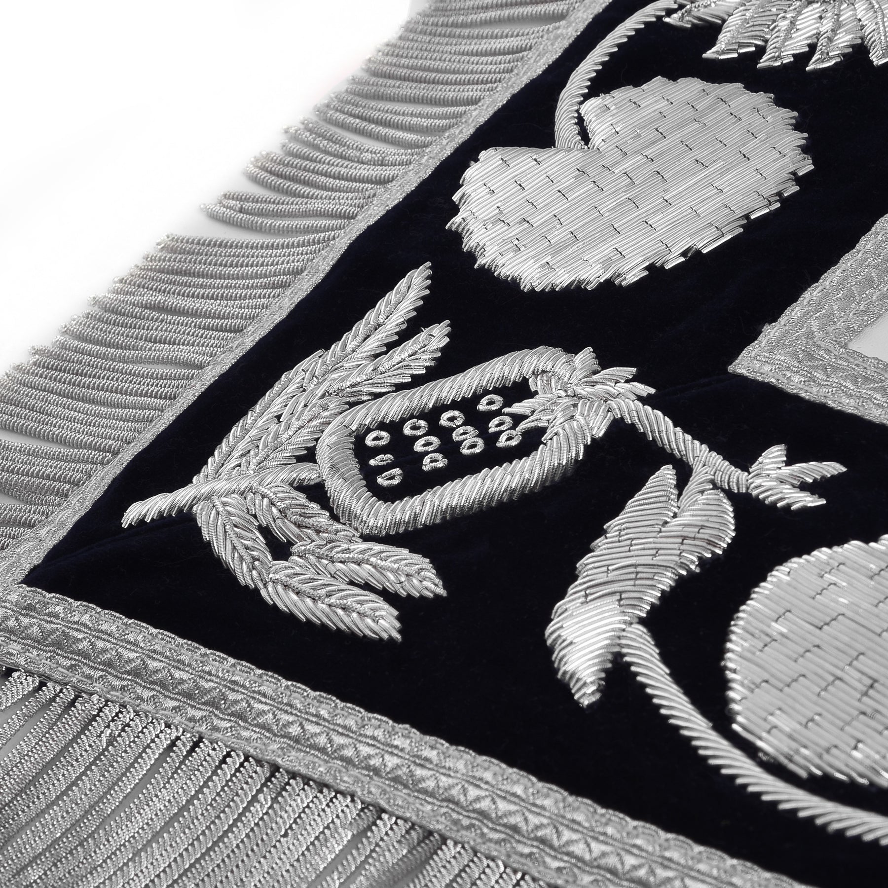Worshipful Master Blue Lodge Apron - Blue Velvet With Silver Bullion & Fringe - Bricks Masons