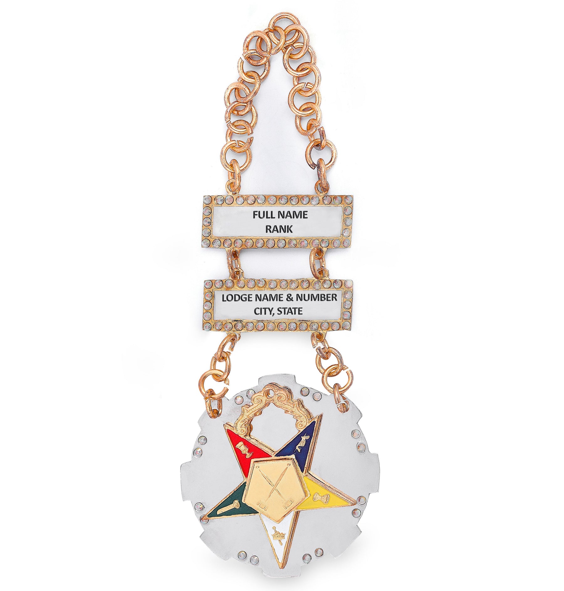 Worthy Matron OES Officer Collar Jewel - Gold Plated - Bricks Masons