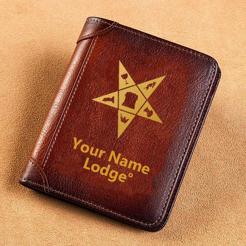 OES Wallet - Brown Leather - Bricks Masons