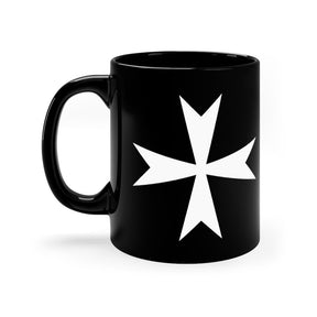 Order Of Malta Commandery Mug - Black & White 11oz - Bricks Masons